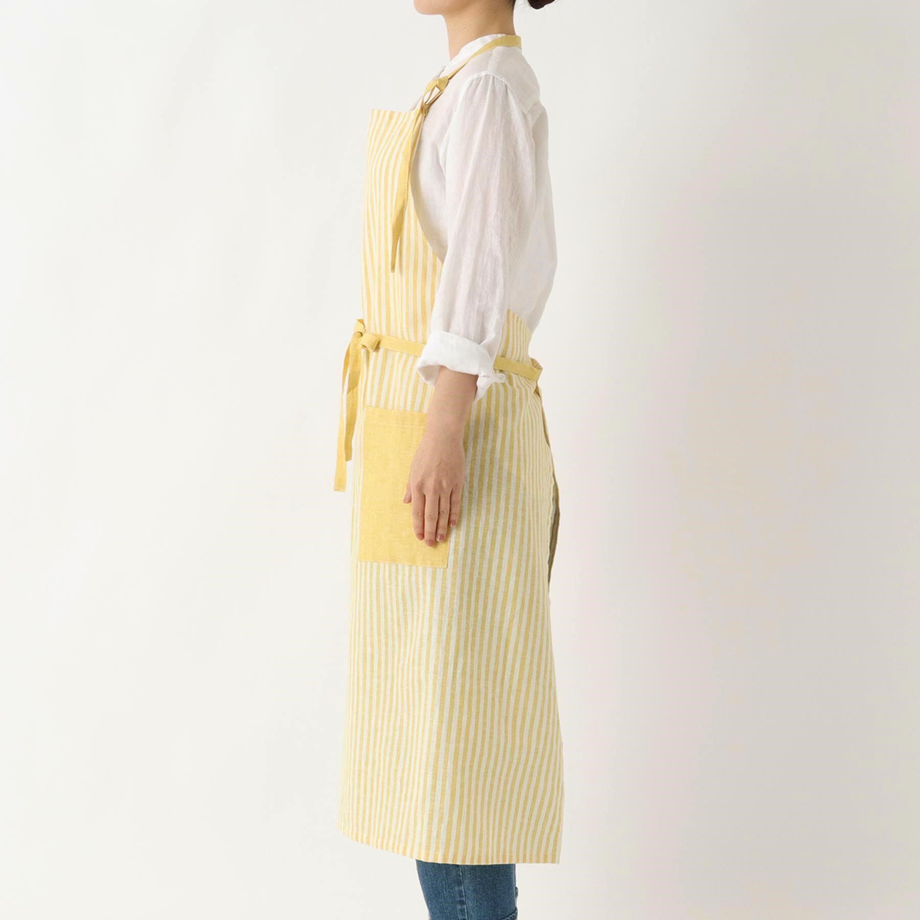 212 KITCHEN STORE「ブロックストライプ リネンコットン フルエプロン LM ＜212Kオリジナル ＞」|食器・キッチングッズ|