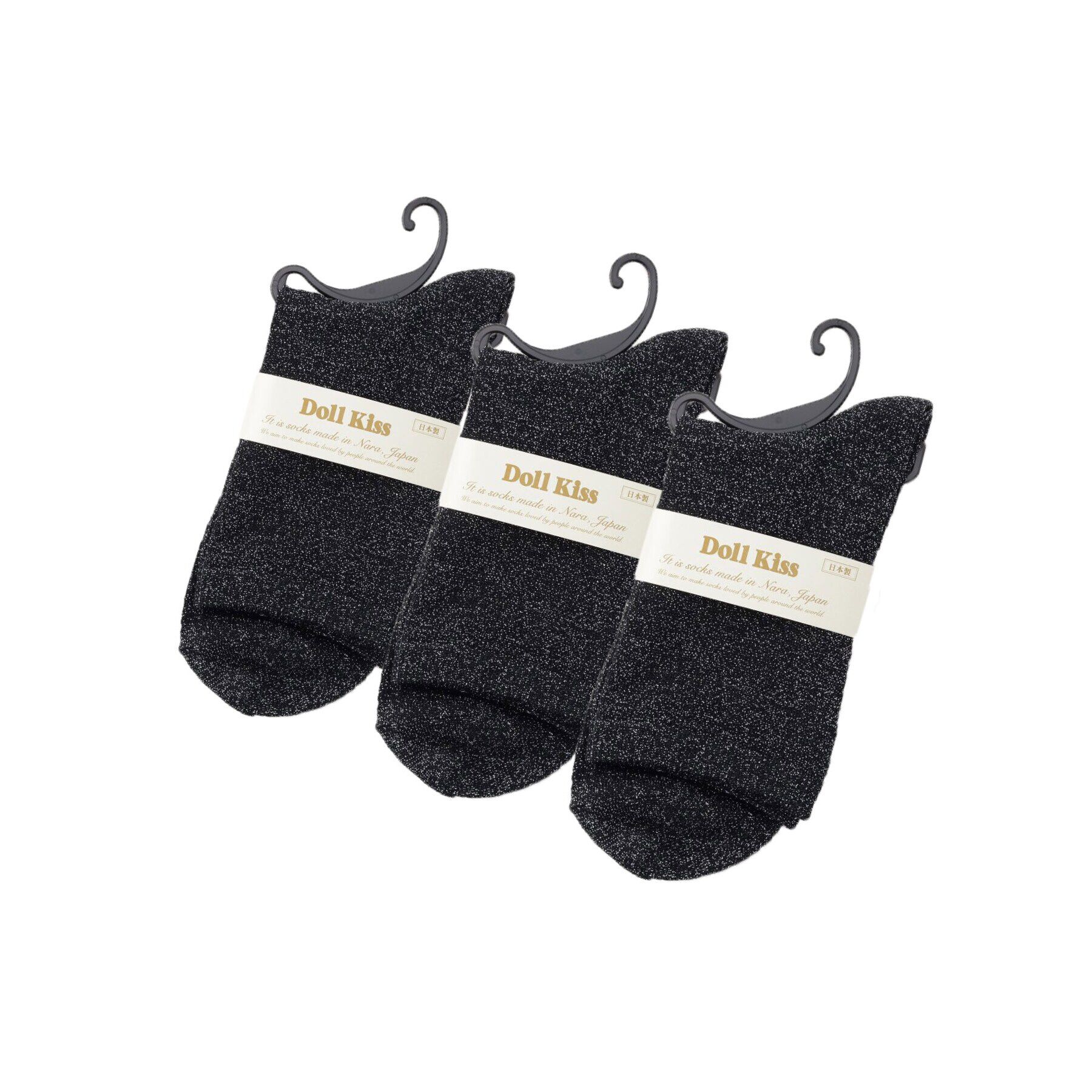 Doll Kiss「【3足組】ラメ無地クルーソックス」|ソックス|