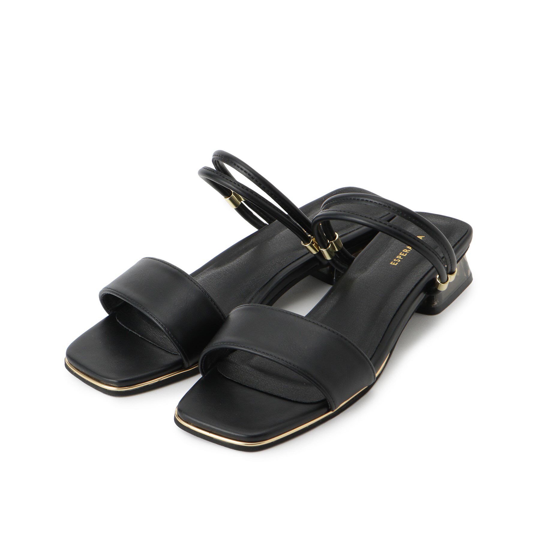 ESPERANZA「スクエアトゥクリアローヒールサンダル」|サンダル|