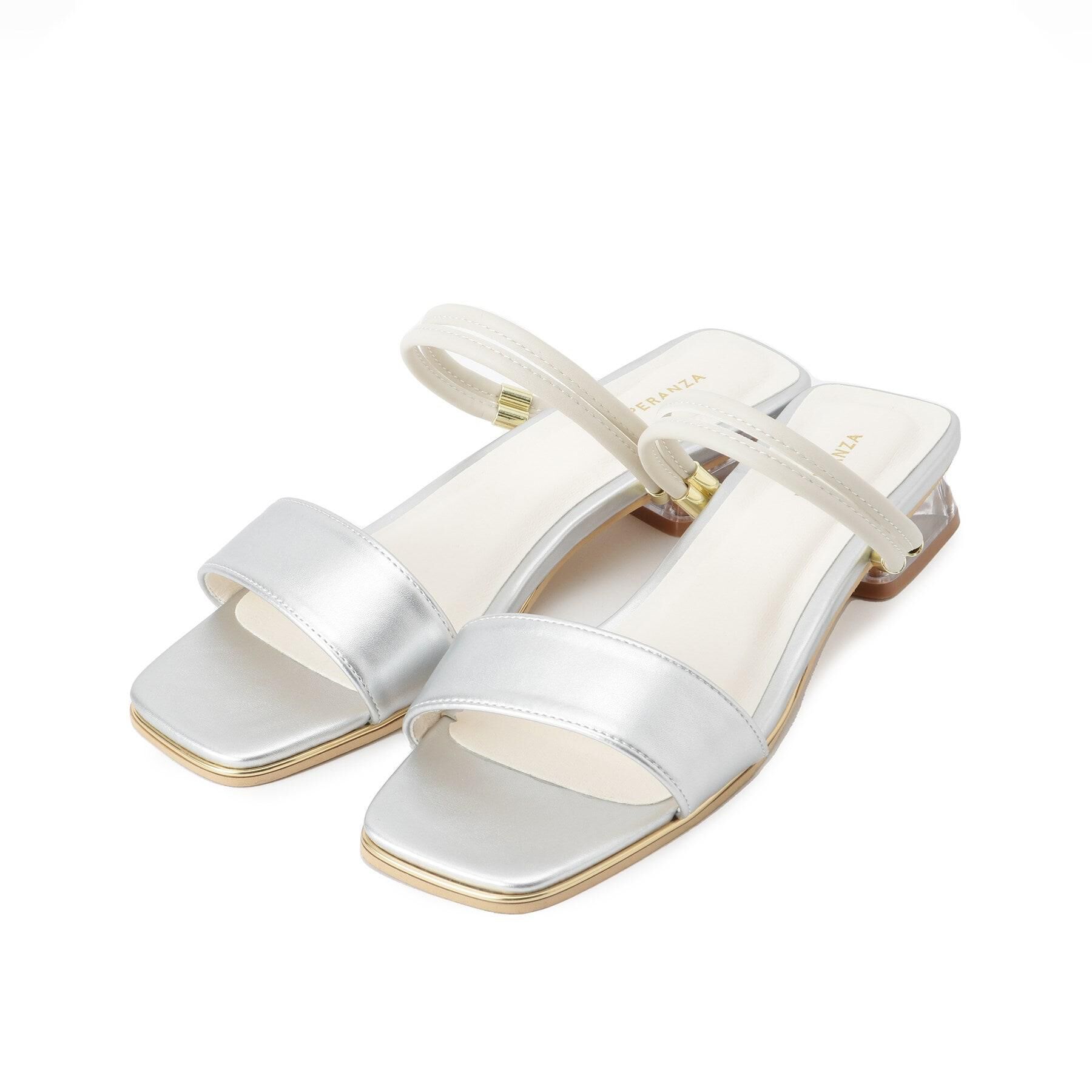 ESPERANZA「スクエアトゥクリアローヒールサンダル」|サンダル|