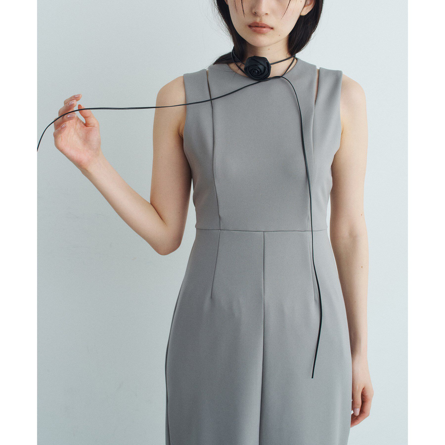 CODE A「slit jersey dress」|ワンピース|グレー(012)