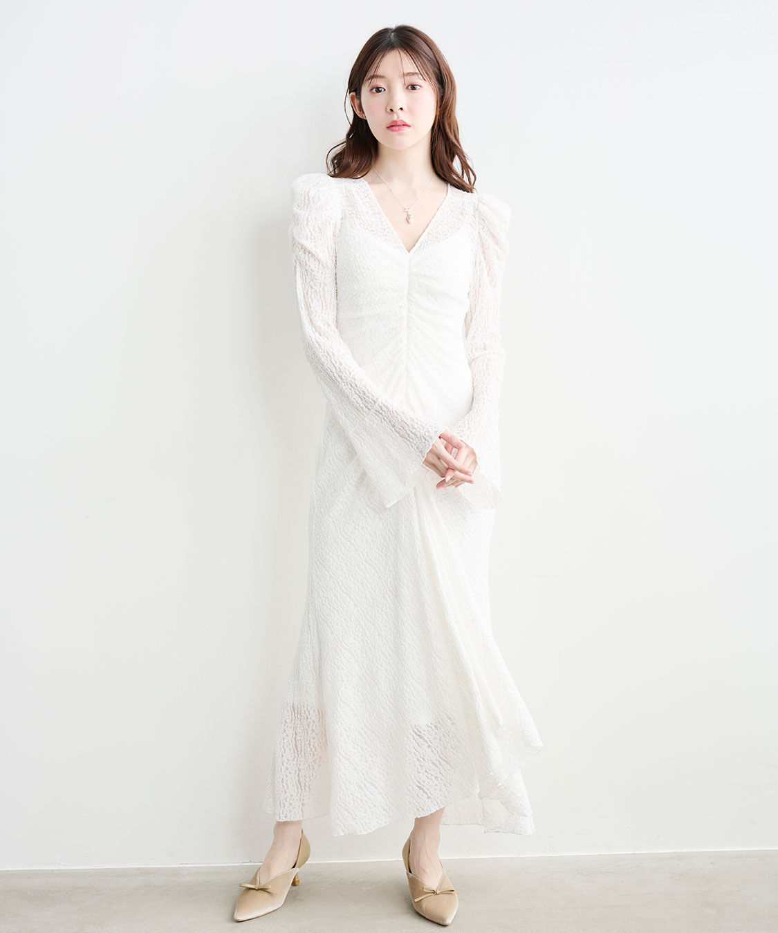 COCO DEAL「ストレッチレースギャザーワンピース」|ワンピース|