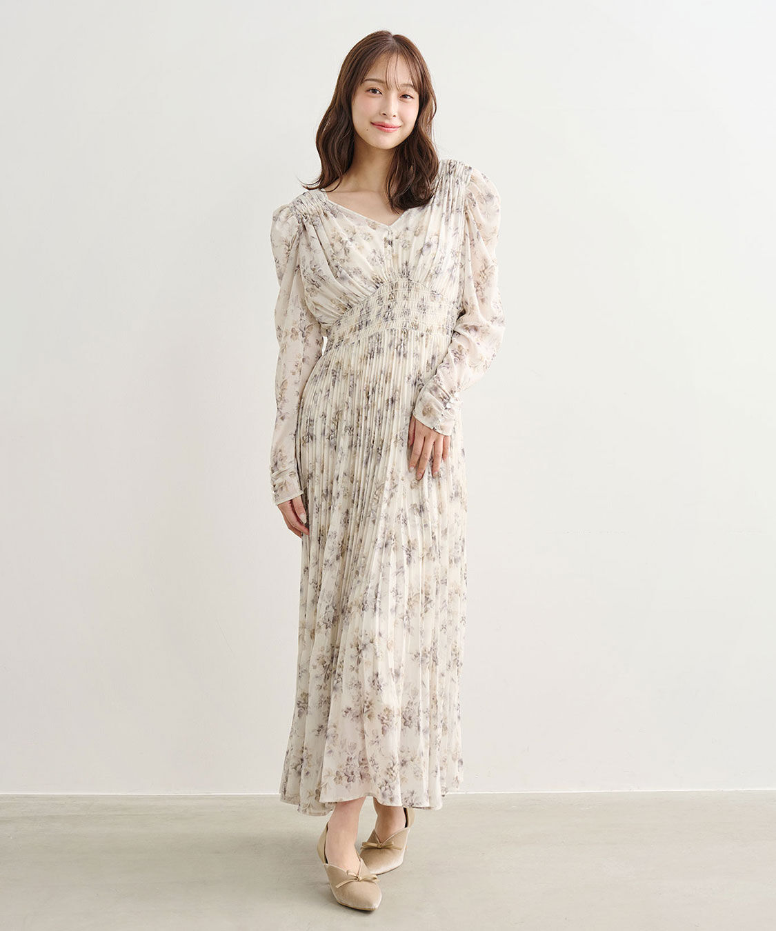 COCO DEAL「フラワープリントプリーツワンピース」|ワンピース|