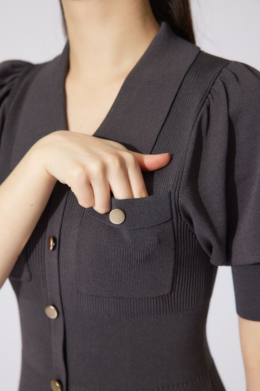 rienda「パフスリーブニットタイトワンピース」|ワンピース|