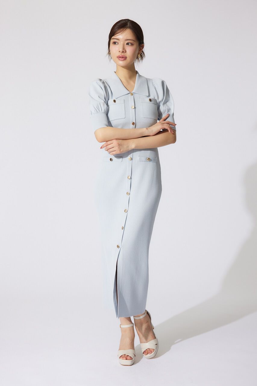 rienda「パフスリーブニットタイトワンピース」|ワンピース|