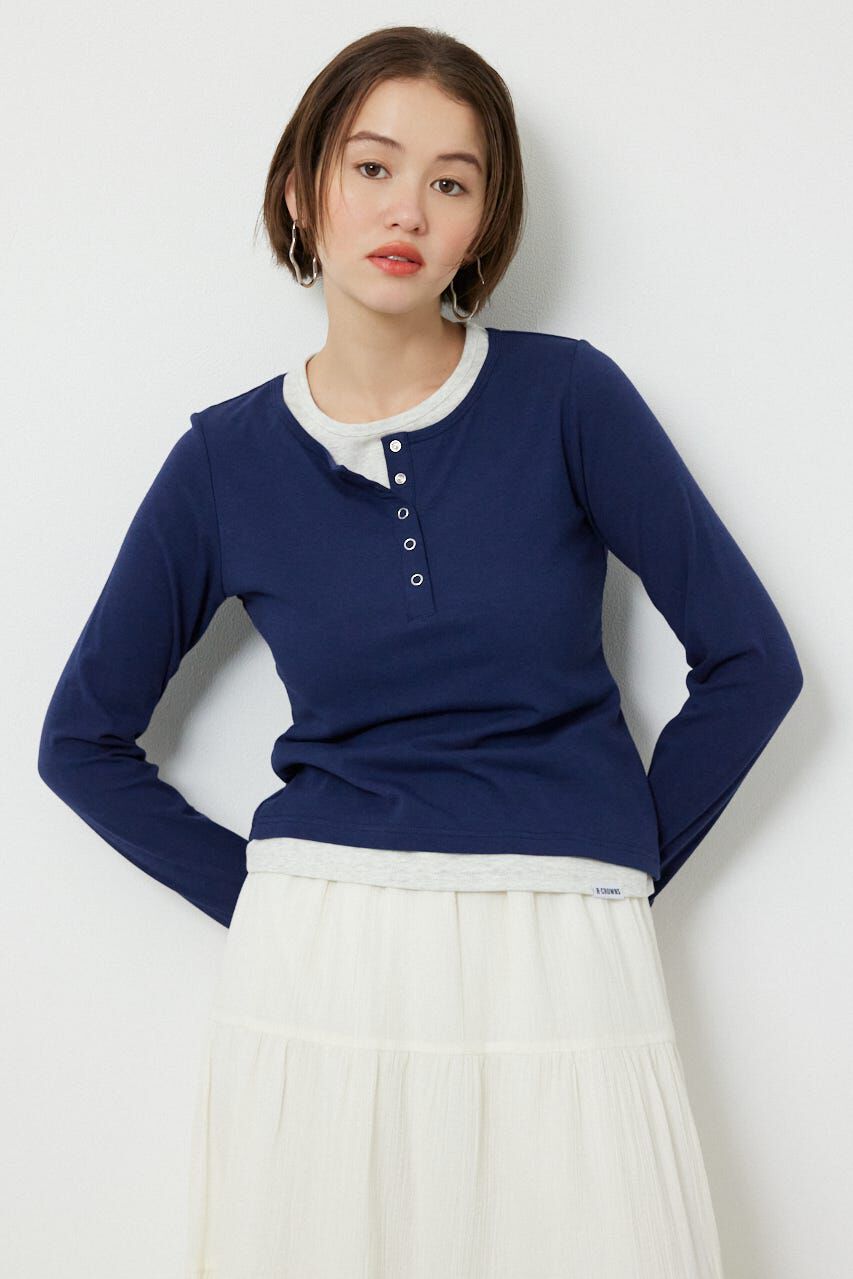 RODEO CROWNS「フェイクレイヤードヘンリーネックトップス」|Tシャツ・カットソー|