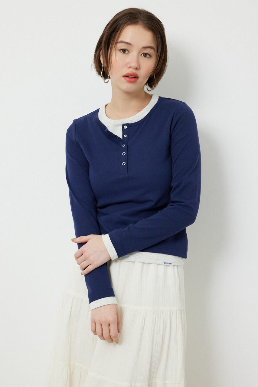 RODEO CROWNS「フェイクレイヤードヘンリーネックトップス」|Tシャツ・カットソー|