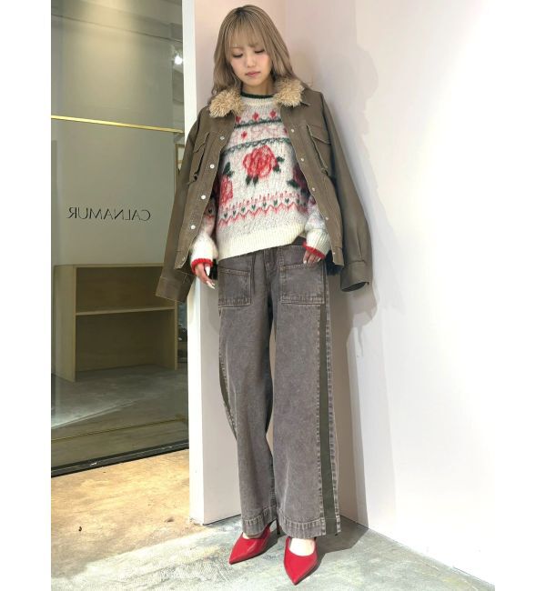 CALNAMUR「ファーカラーフェイクレザーモンスターブルゾン」|ブルゾン・スタジャン|