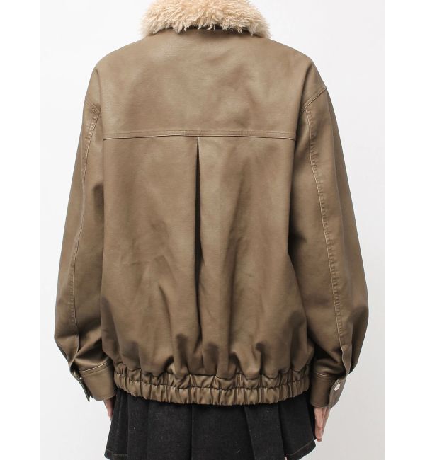 CALNAMUR「ファーカラーフェイクレザーモンスターブルゾン」|ブルゾン・スタジャン|