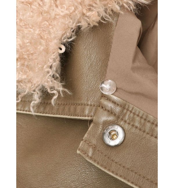 CALNAMUR「ファーカラーフェイクレザーモンスターブルゾン」|ブルゾン・スタジャン|