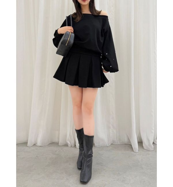 dazzlin「【20周年記念復刻！/セットアップ対応】ボックスプリーツカットミニスカート」|スカート|ブラック