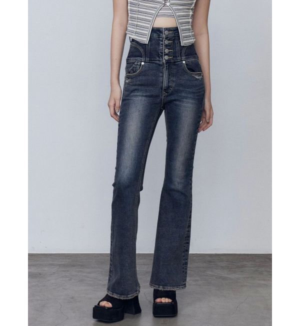 EMODA「スーパーハイウエストフレアパギンス」|デニム|