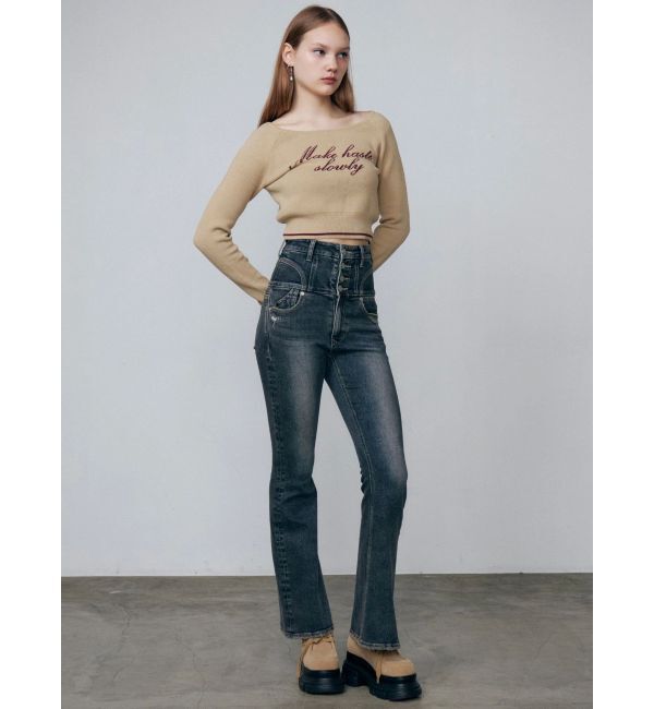 EMODA「スーパーハイウエストフレアパギンス」|デニム|