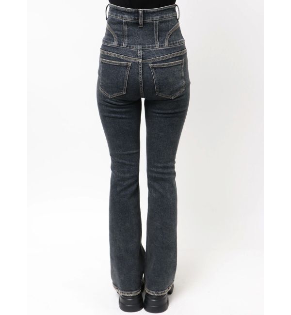 EMODA「スーパーハイウエストフレアパギンス」|デニム|