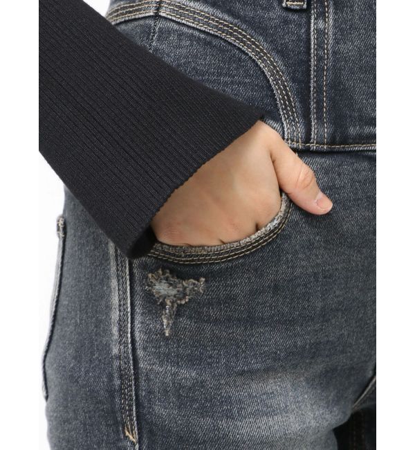 EMODA「スーパーハイウエストフレアパギンス」|デニム|