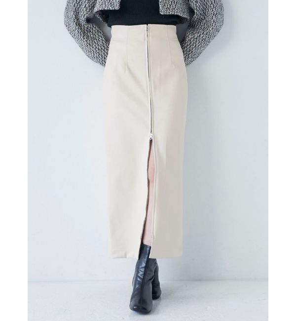 MURUA「マルチウェイナローフェイクレザースカート」|スカート|アイボリー