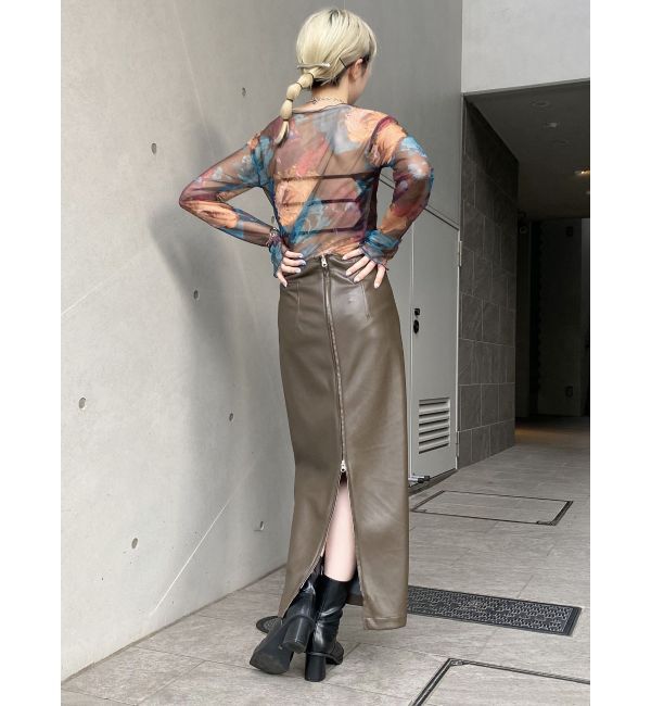 MURUA「マルチウェイナローフェイクレザースカート」|スカート|