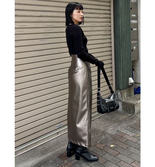 MURUA「マルチウェイナローフェイクレザースカート」|スカート|