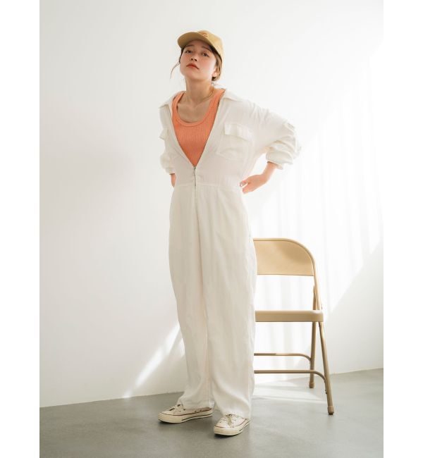 Ungrid「テンセル混デニムオールインワン」|オールインワン|