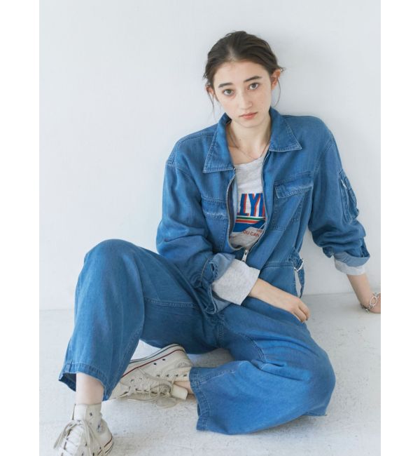 Ungrid「テンセル混デニムオールインワン」|オールインワン|