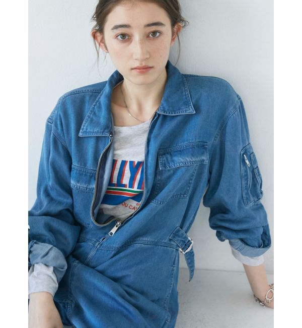 Ungrid「テンセル混デニムオールインワン」|オールインワン|