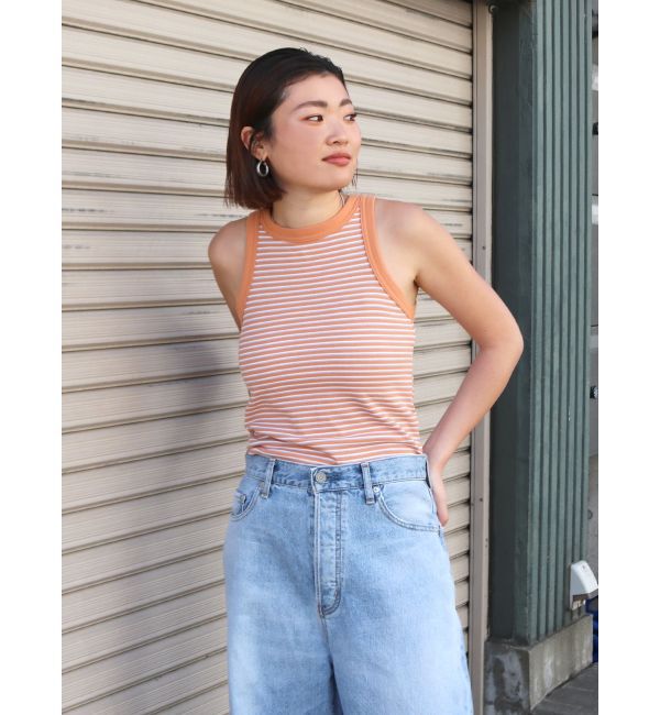 Ungrid「【WEB限定】ボーダーアメスリタンクトップ」|タンクトップ|オレンジ