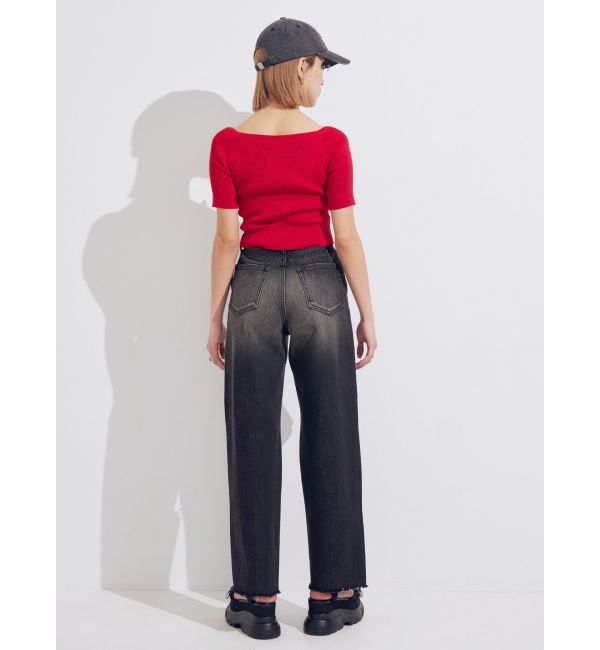 EVRIS「ダメージワイドヴィンテージライクデニムパンツ」|デニム|