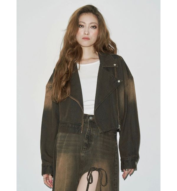 EVRIS「グラデーションデニムショートライダース【セットアップ着用可能】」|デニムジャケット|