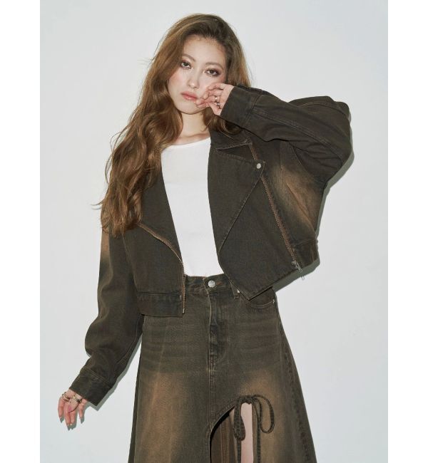 EVRIS「グラデーションデニムショートライダース【セットアップ着用可能】」|デニムジャケット|