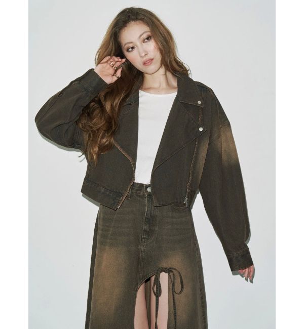 EVRIS「グラデーションデニムショートライダース【セットアップ着用可能】」|デニムジャケット|