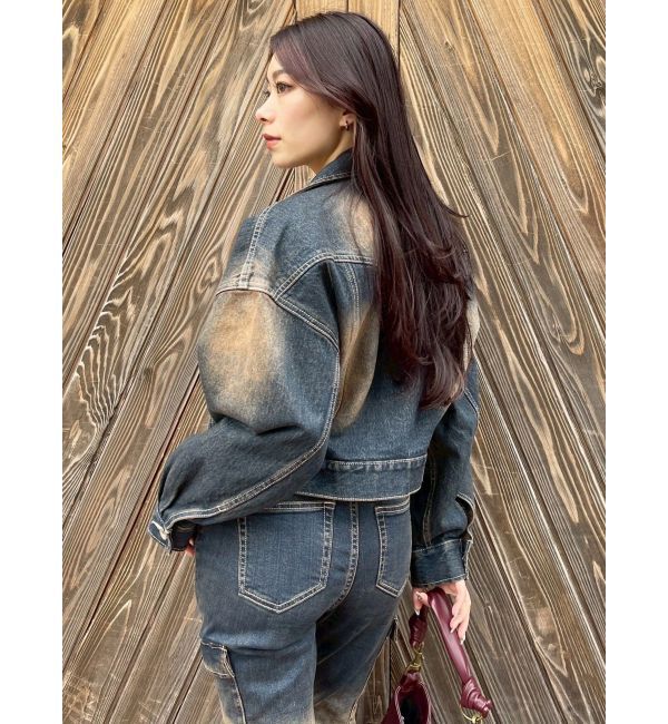 EVRIS「グラデーションデニムショートライダース【セットアップ着用可能】」|デニムジャケット|