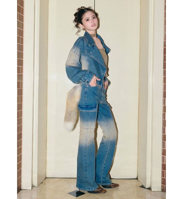 EVRIS「グラデーションデニムショートライダース【セットアップ着用可能】」|デニムジャケット|