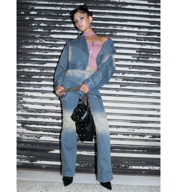 EVRIS「グラデーションデニムショートライダース【セットアップ着用可能】」|デニムジャケット|