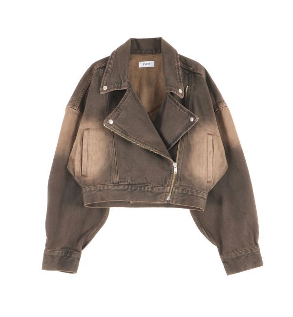 EVRIS「グラデーションデニムショートライダース【セットアップ着用可能】」|デニムジャケット|