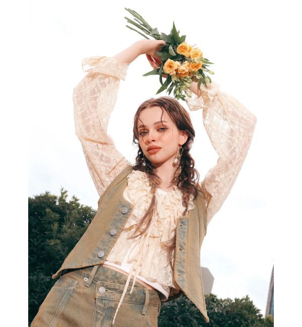 EVRIS「ヴィンテージライクデニムベスト【セットアップ着用可能】」|テーラードジャケット|