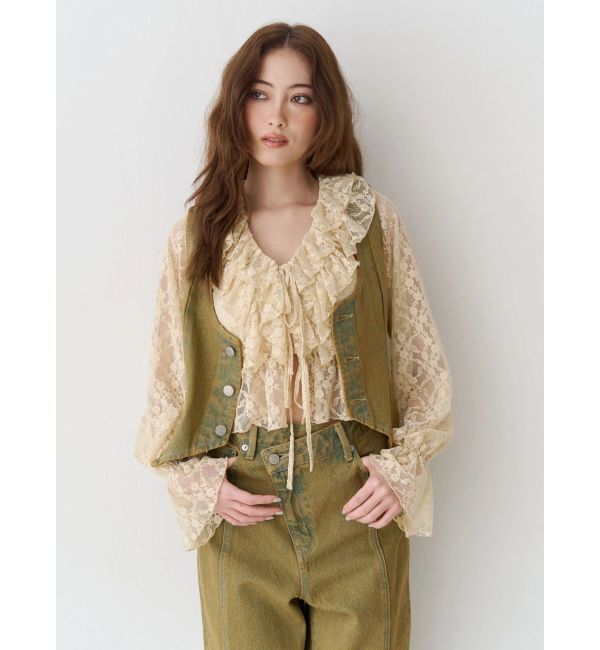 EVRIS「ヴィンテージライクデニムベスト【セットアップ着用可能】」|テーラードジャケット|