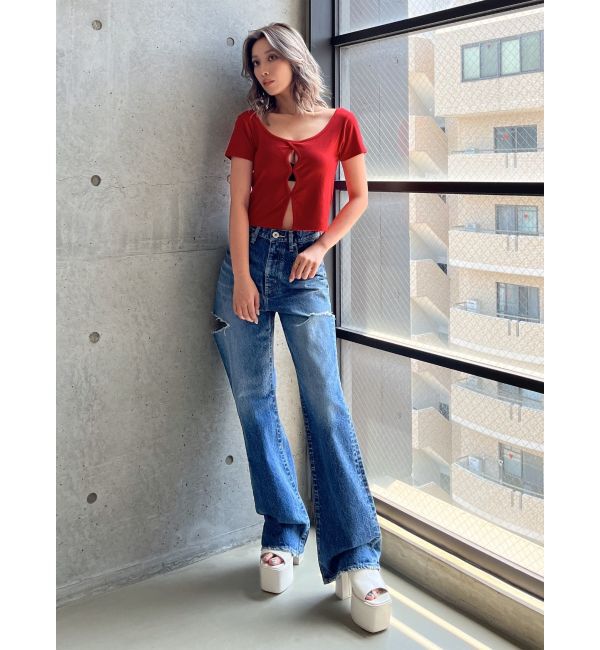 GYDA「フロントホールカットトップス」|Tシャツ・カットソー|