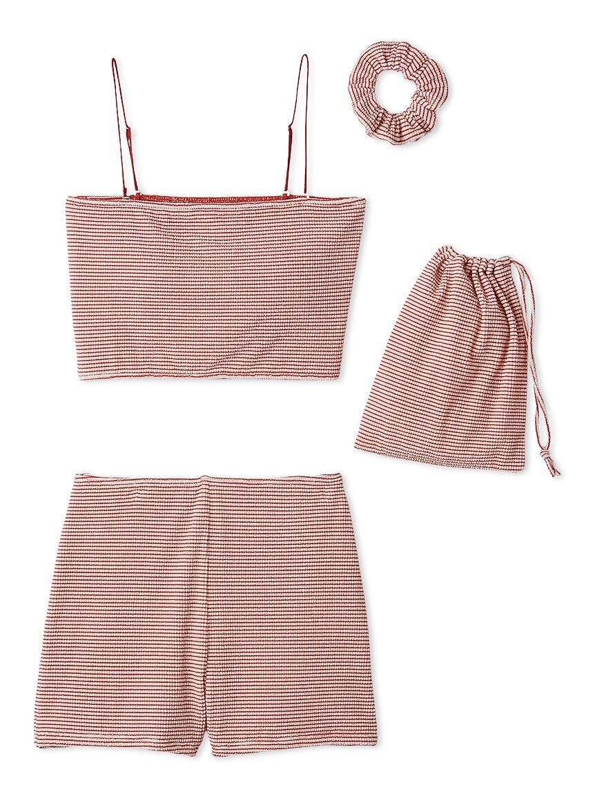 emmi atelier「シュシュ付きバンドゥスイムウェア」|その他|RED