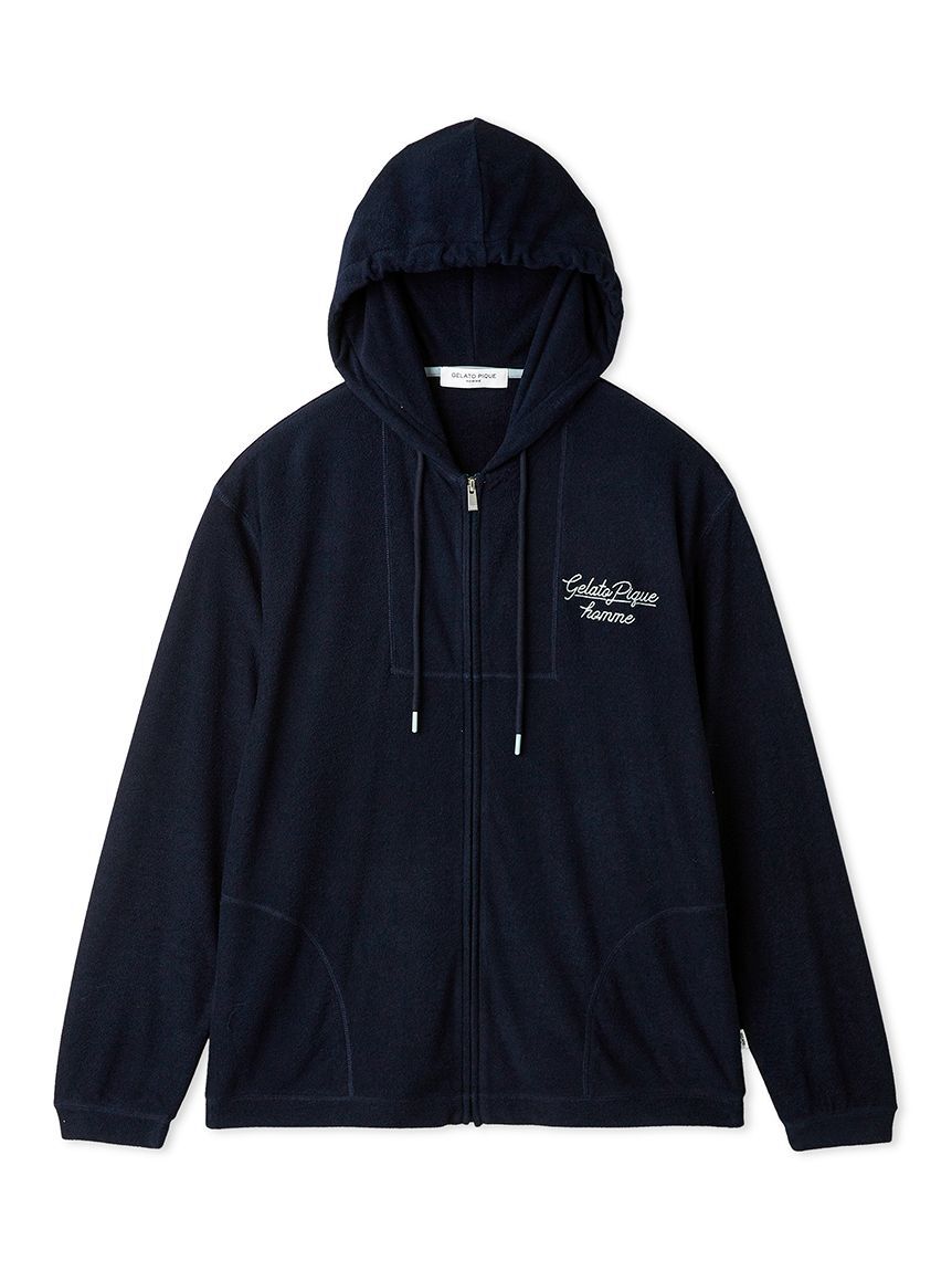 GELATO PIQUE HOMME「【HOMME】【接触冷感】パイルワンポイントロゴ刺繍パーカ」|パーカー|NVY