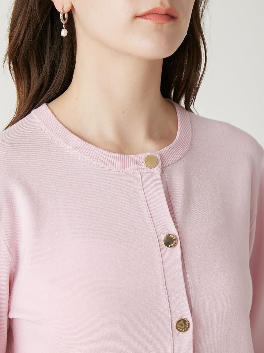 FRAY I.D「シルクブレンドクルーネック金釦ニットカーディガン／ウォッシャブル」|カーディガン|