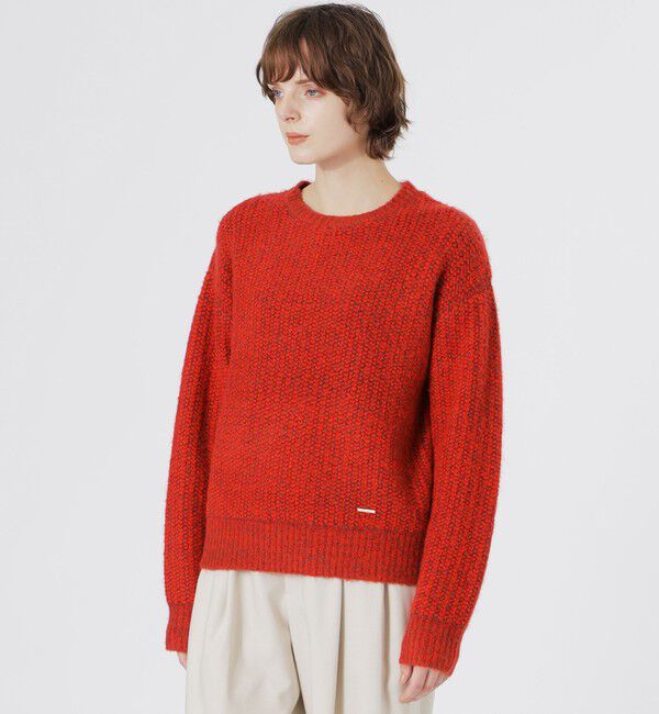  「カラーバスケットプルオーバー」|ニット・セーター|オレンジ