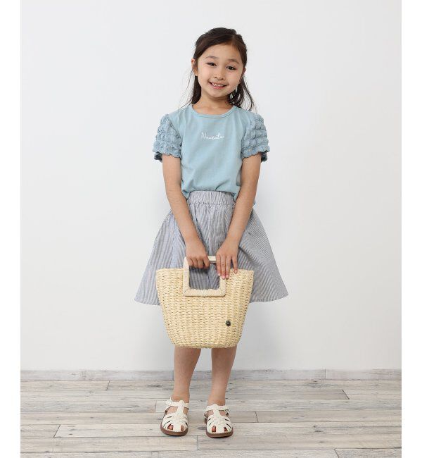 ikka kids「袖異素材刺繍ロゴTシャツ（120~160cm）」|Tシャツ・カットソー|