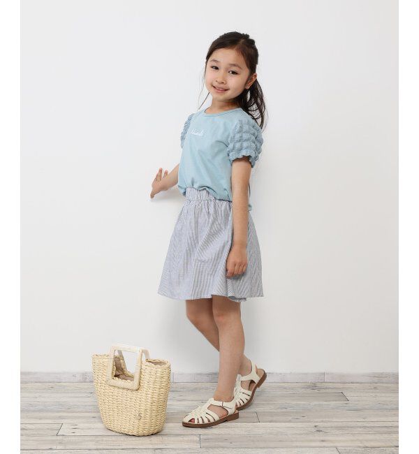 ikka kids「袖異素材刺繍ロゴTシャツ（120~160cm）」|Tシャツ・カットソー|