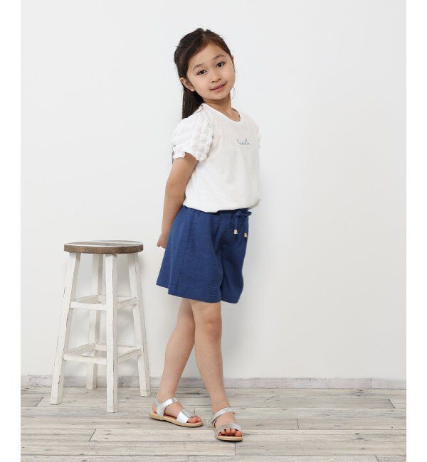 ikka kids「袖異素材刺繍ロゴTシャツ（120~160cm）」|Tシャツ・カットソー|