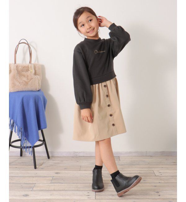 ikka kids「前ボタンスカートドッキングワンピース（120~160cm）」|スカート|