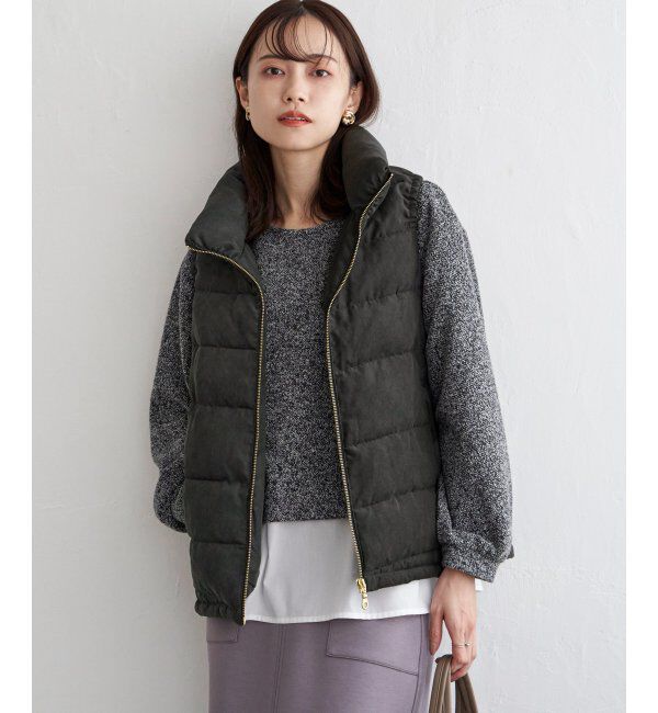 ikka「細コールボリューム襟ベスト」|ダウンベスト・ベスト|