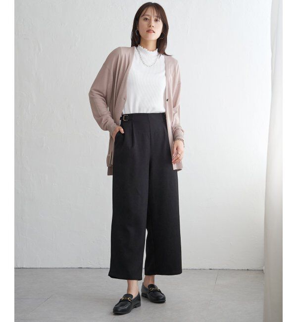 ikka「ツイルサイドベルトワイドパンツ」|その他|