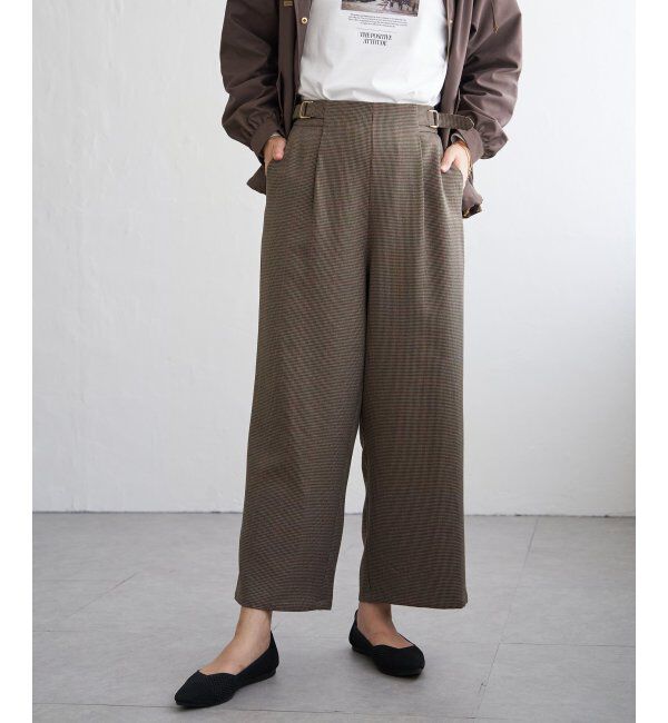 ikka「ツイルサイドベルトワイドパンツ」|その他|