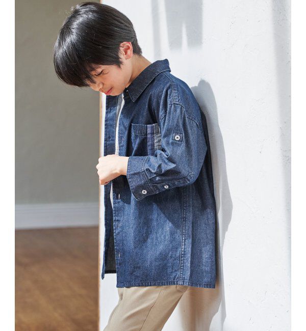 ikka kids「【親子コーデ】リネンライク7分袖2WAYシャツ（110~160cm）」|シャツ・ブラウス|