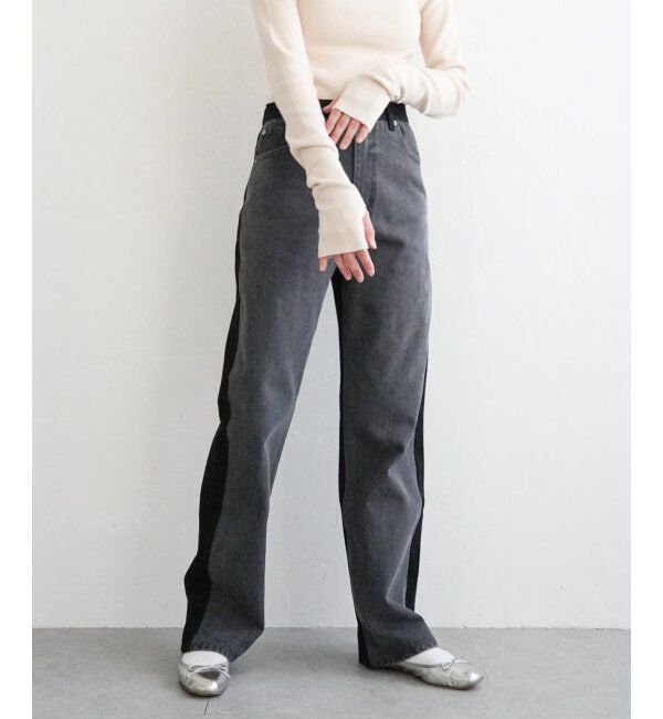 VENCE share style「センター切り替えワイドデニムパンツ」|デニム|